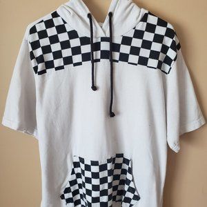 White Short Sleeve Decorative Hooded Shirt